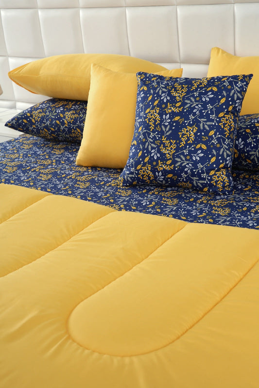 8 PCs Winter Comforter Set-Daffodils Comforters Apricot