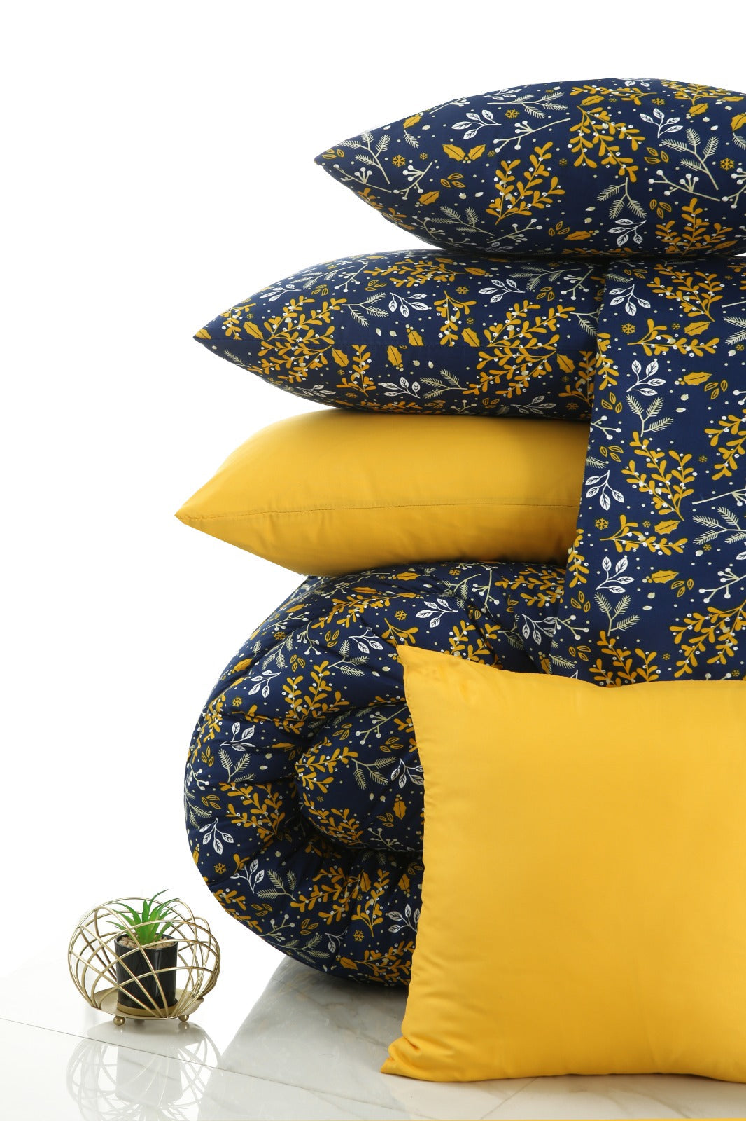 5 PCs Single Comforter Set-Daffodils Comforters Apricot