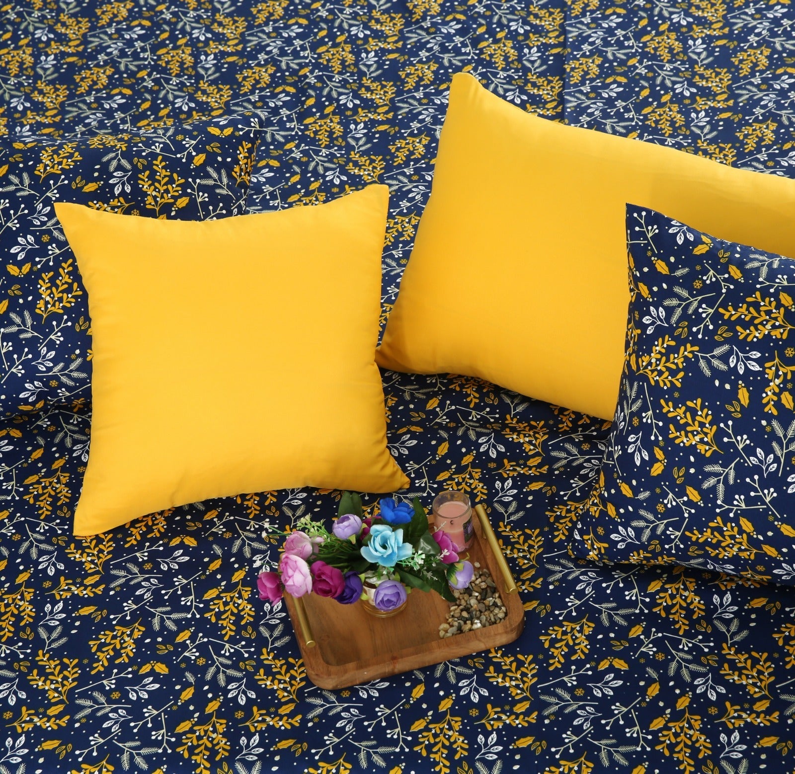 5 PCs Single Comforter Set-Daffodils Comforters Apricot