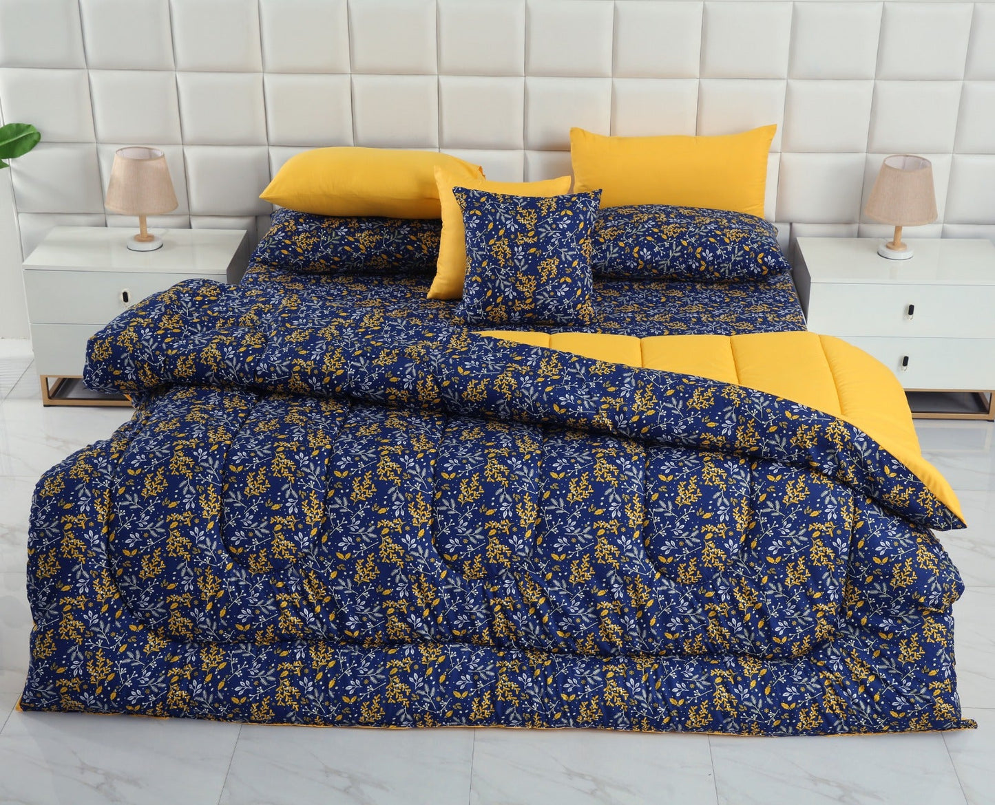 8 PCs Winter Comforter Set-Daffodils Comforters Apricot