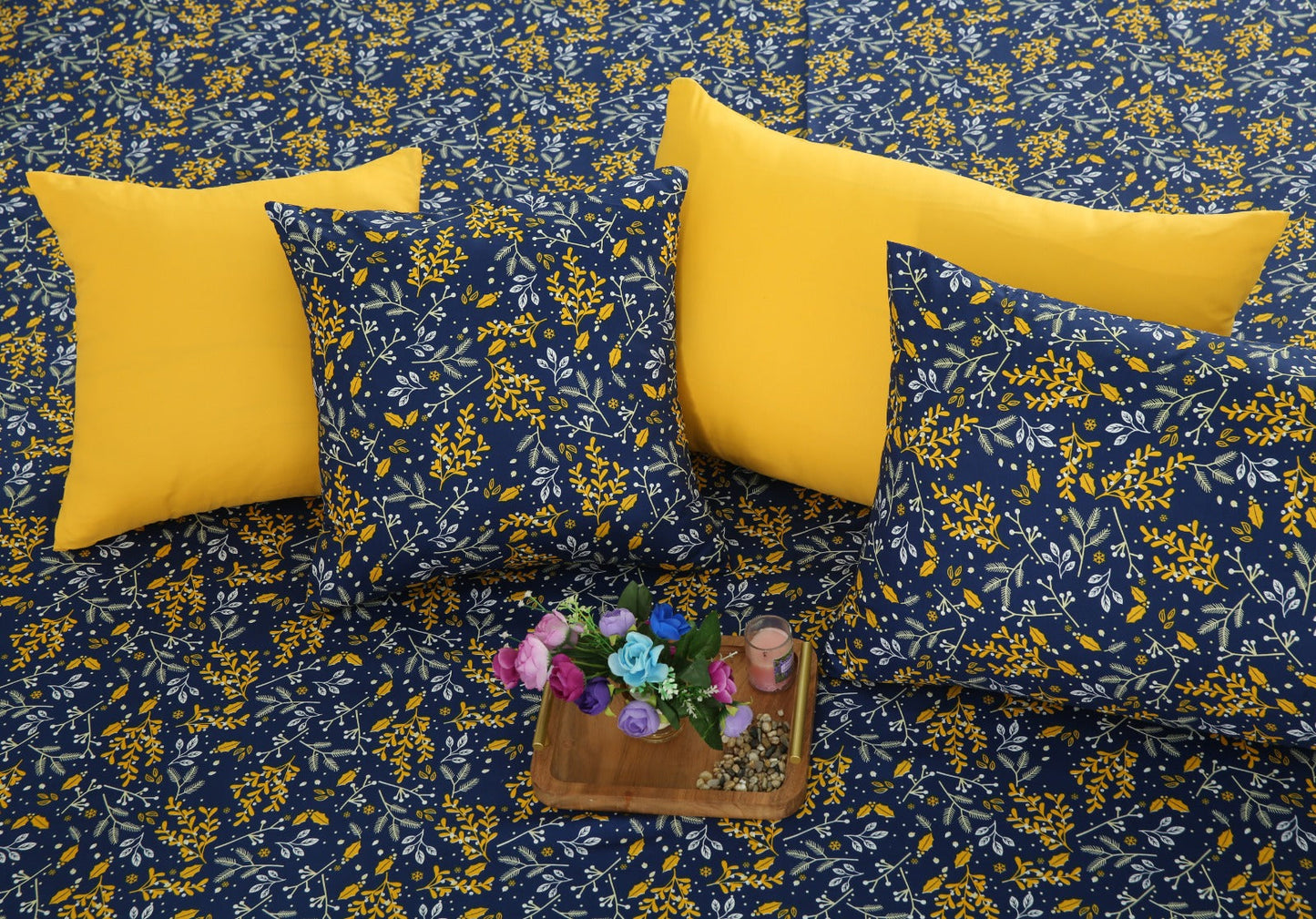 5 PCs Single Comforter Set-Daffodils Comforters Apricot