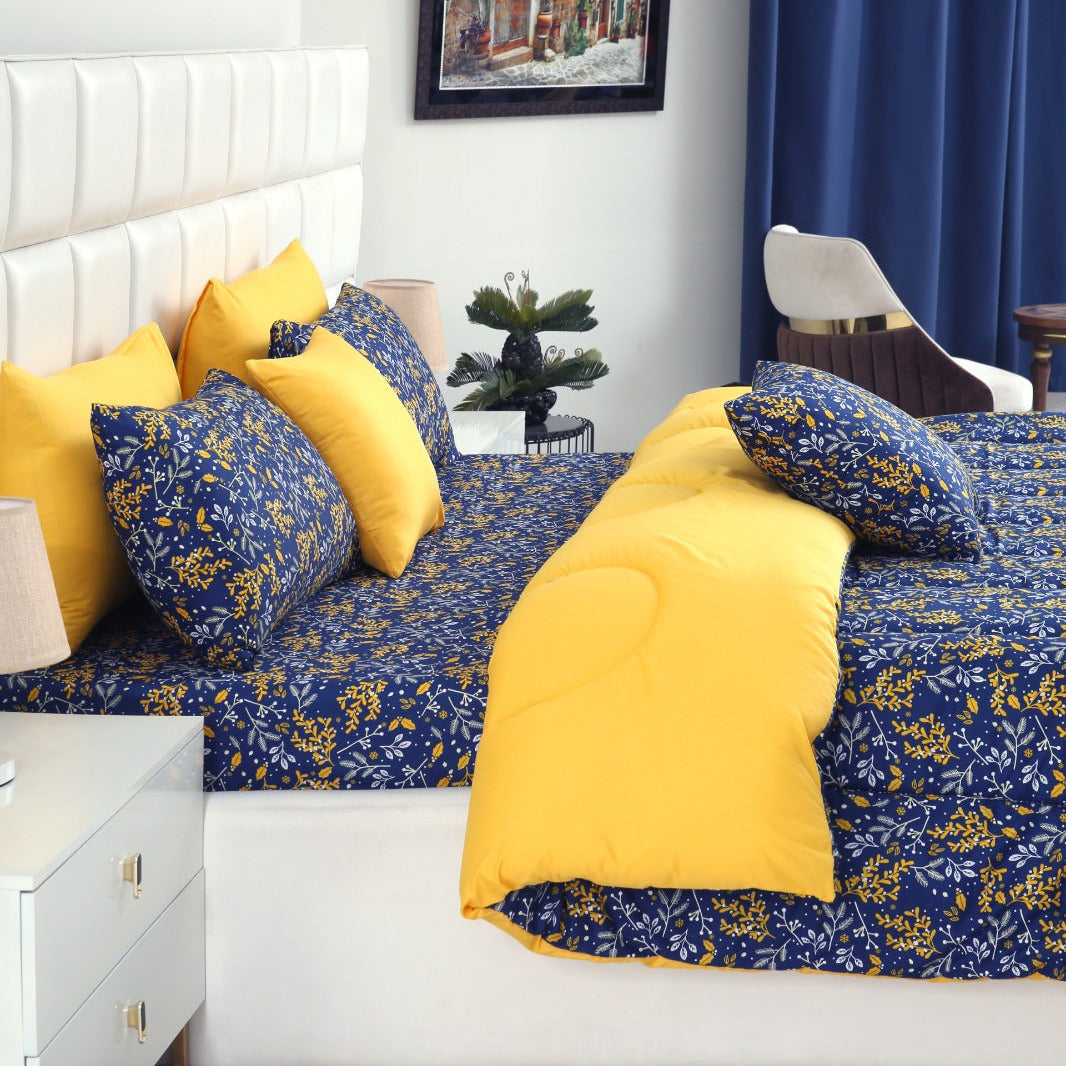 5 PCs Single Comforter Set-Daffodils Comforters Apricot