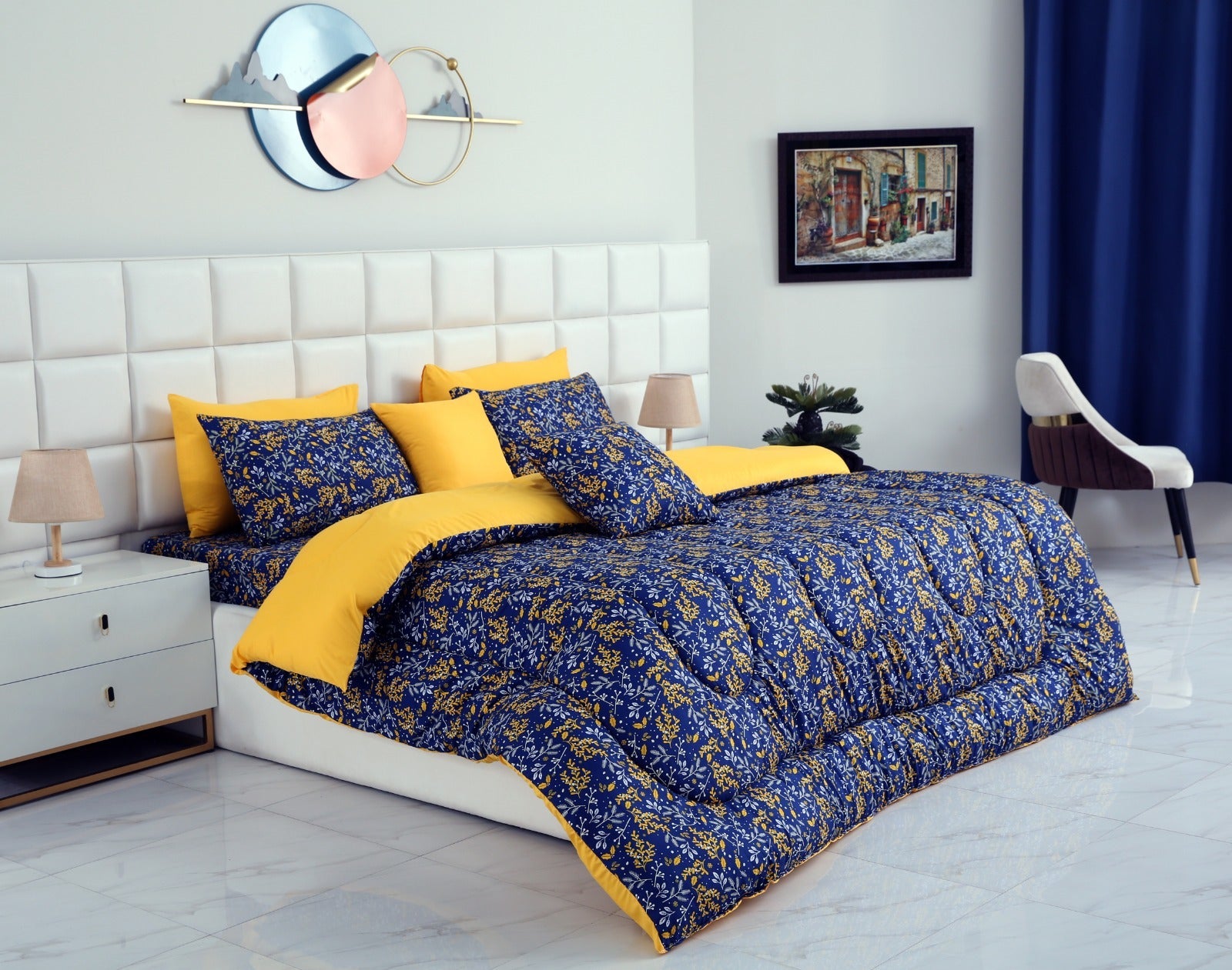 8 PCs Winter Comforter Set-Daffodils Comforters Apricot