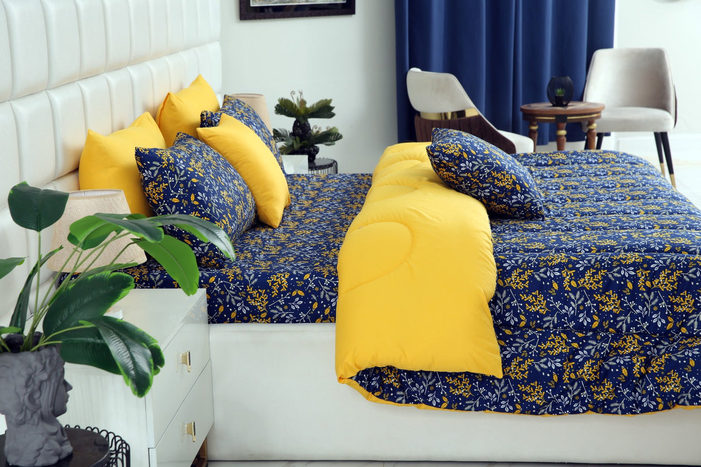 5 PCs Single Comforter Set-Daffodils Comforters Apricot