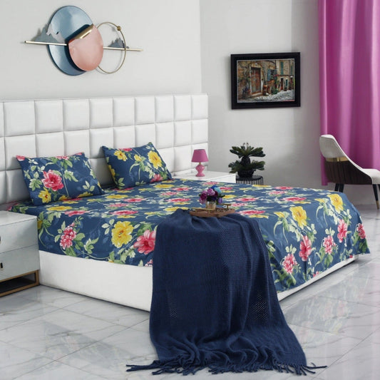 3 PCs Double Bed Sheet-Orchid Bed Sheets Apricot