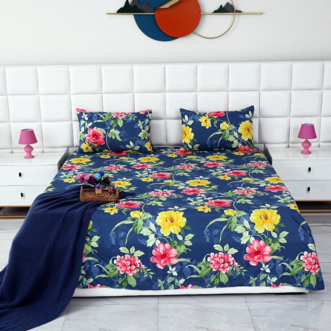 3 PCs Double Bed Sheet-Orchid Bed Sheets Apricot