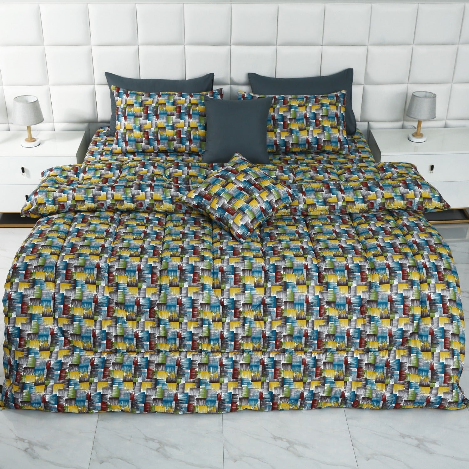 8 PCs Winter Comforter Set-Multi Ombre Comforters Apricot