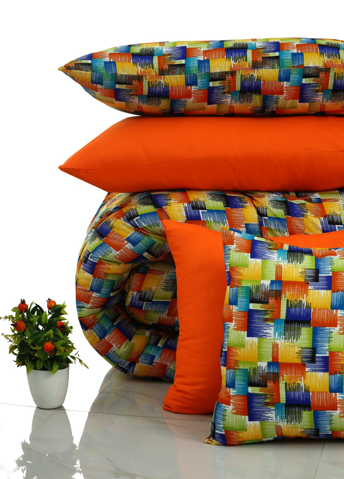 5 PCs Single Comforter Set-Coral Rush Comforters Apricot