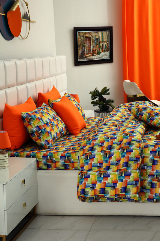 5 PCs Single Comforter Set-Coral Rush Comforters Apricot