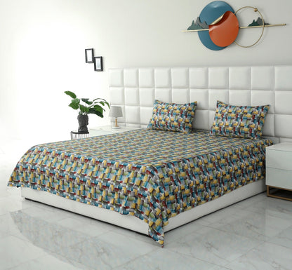 3 PCs Double Bed Sheet- GRADIENT BED SHEET Apricot