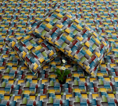 3 PCs Double Bed Sheet- GRADIENT BED SHEET Apricot