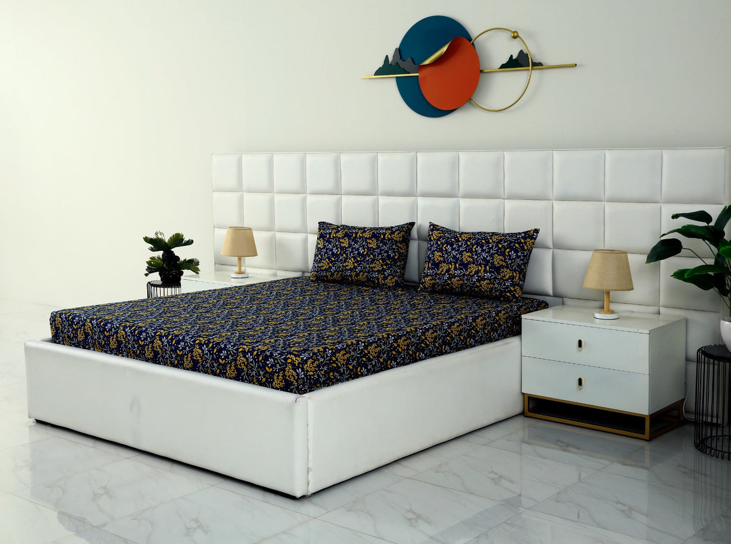 3 PCs Double Bed Sheet-Daffodil BED SHEET Apricot