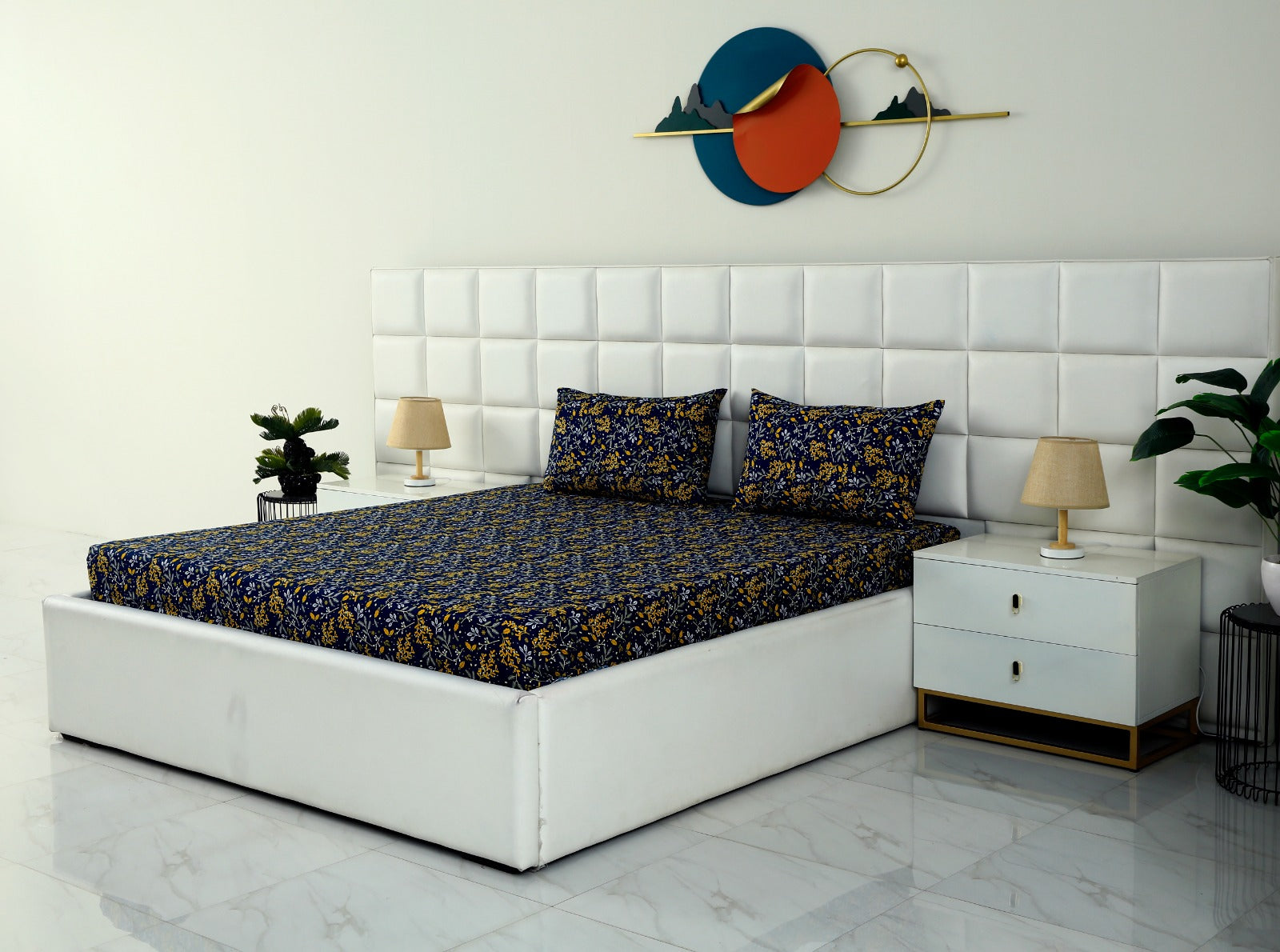 3 PCs Double Bed Sheet-Daffodil BED SHEET Apricot