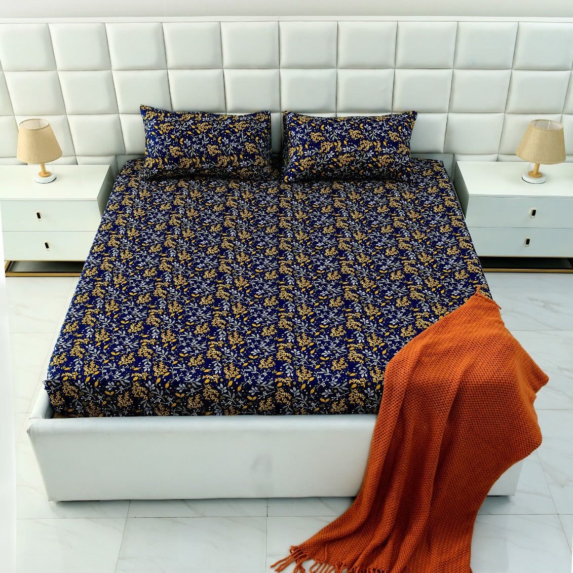 3 PCs Double Bed Sheet-Daffodil BED SHEET Apricot