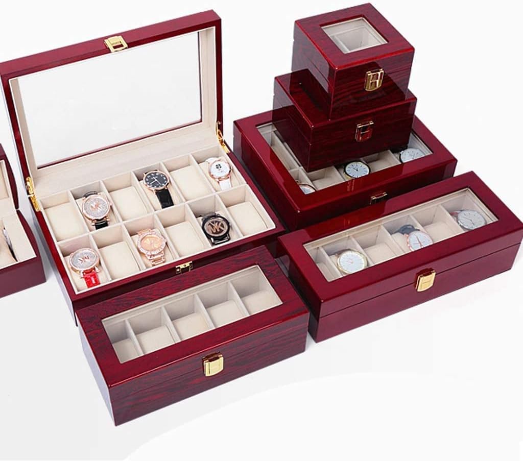 3 Slots Rose Wood Watch Organizer-SA2408-287 Watch box Apricot