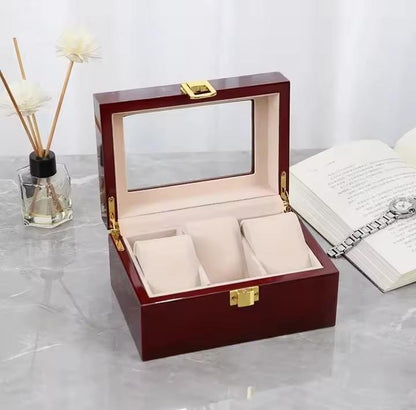 3 Slots Rose Wood Watch Organizer-SA2408-287 Watch box Apricot