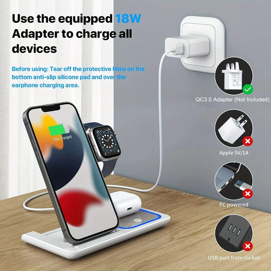 3 in 1 Wireless Fast Charging Stand-SA2408-282 Mobile Accessories Apricot