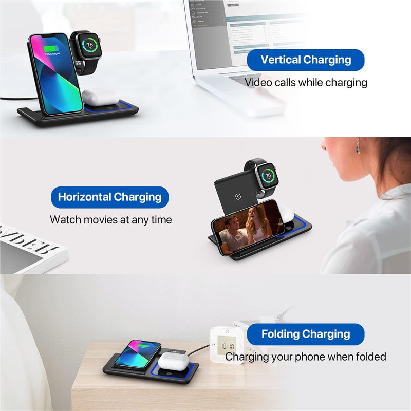 3 in 1 Wireless Fast Charging Stand-SA2408-282 Mobile Accessories Apricot