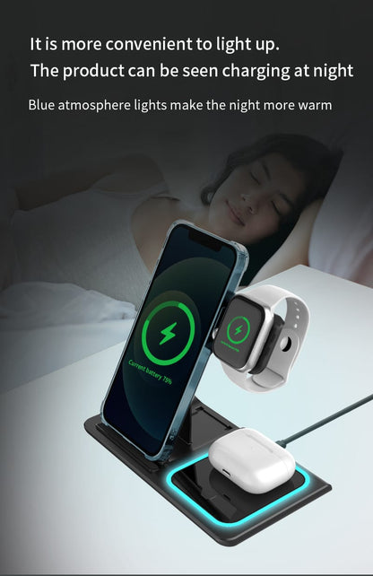 3 in 1 Wireless Fast Charging Stand-SA2408-282 Mobile Accessories Apricot