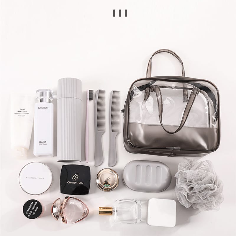 4Pcs Acrylic Travel Personal Tools With Bag-SA2408-293 Cosmetic Pouches Apricot