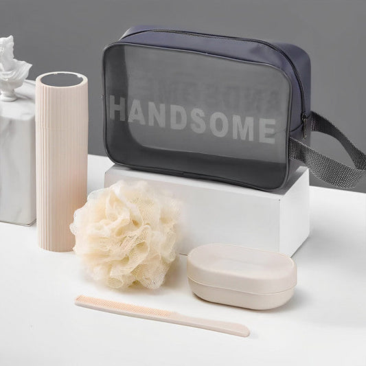 4Pcs Acrylic Travel Personal Tools With Bag-SA2408-294 Cosmetic Pouches Apricot