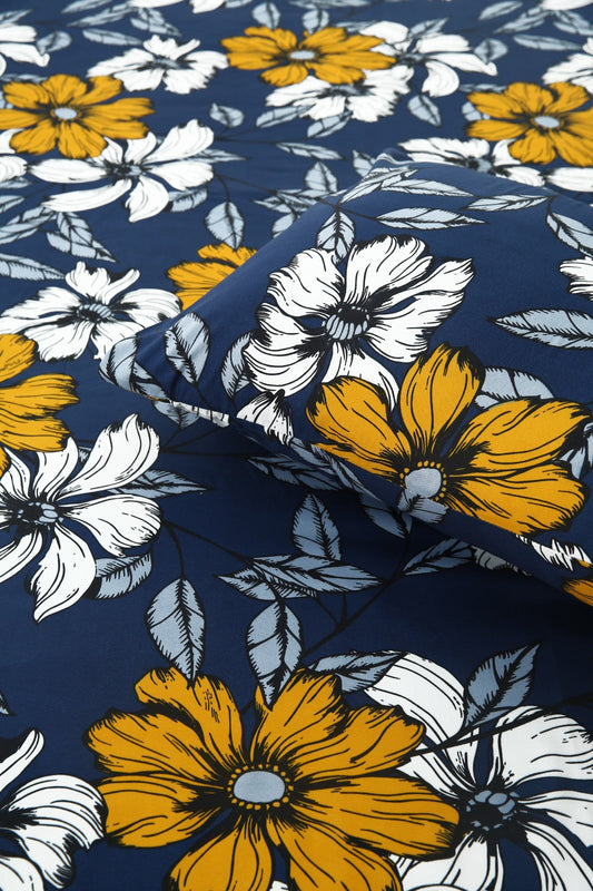 Fitted Bed Sheet-white flower Fitted Sheets Apricot