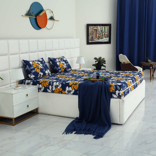 Zipper Mattress Cover Printed-White Flower Protectors Apricot
