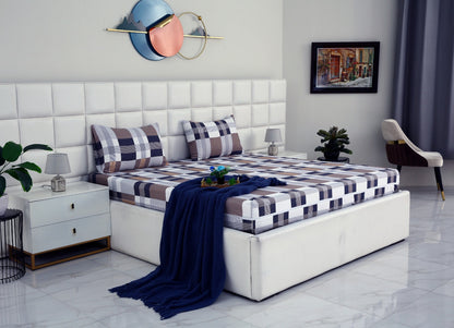 Fitted Bed Sheet-Brown Check Fitted Sheets Apricot