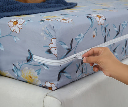 Zipper Mattress Cover Printed-Iceberg Flower Protectors Apricot