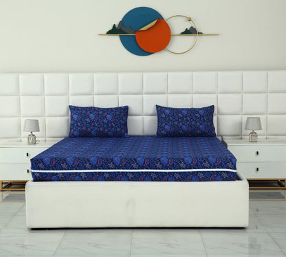 Zipper Mattress Cover Printed-Blue Lilly Protectors Apricot