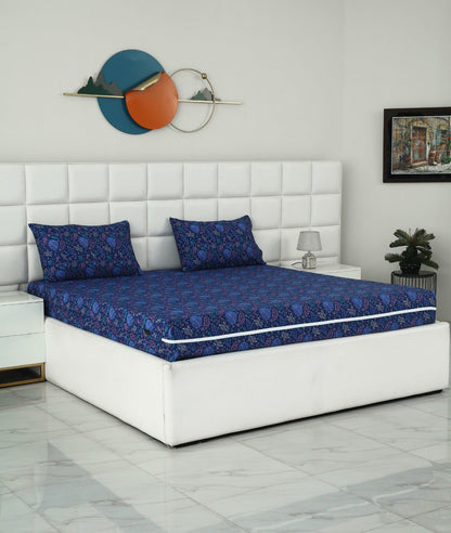 Zipper Mattress Cover Printed-Blue Lilly Protectors Apricot