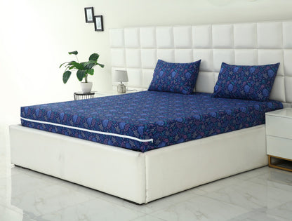 Zipper Mattress Cover Printed-Blue Lilly Protectors Apricot