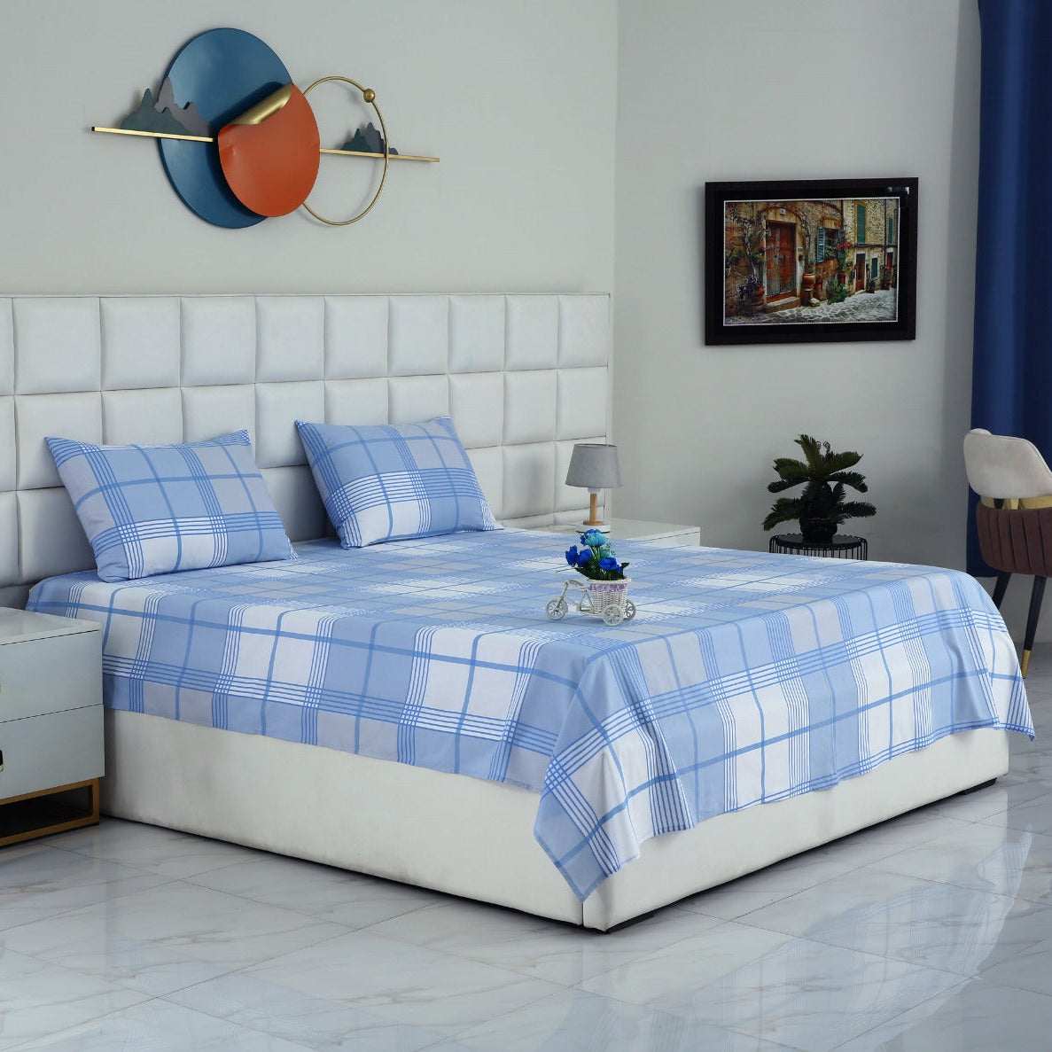 3 PCs Double Bed Sheet-DB344 Bed Sheets Apricot