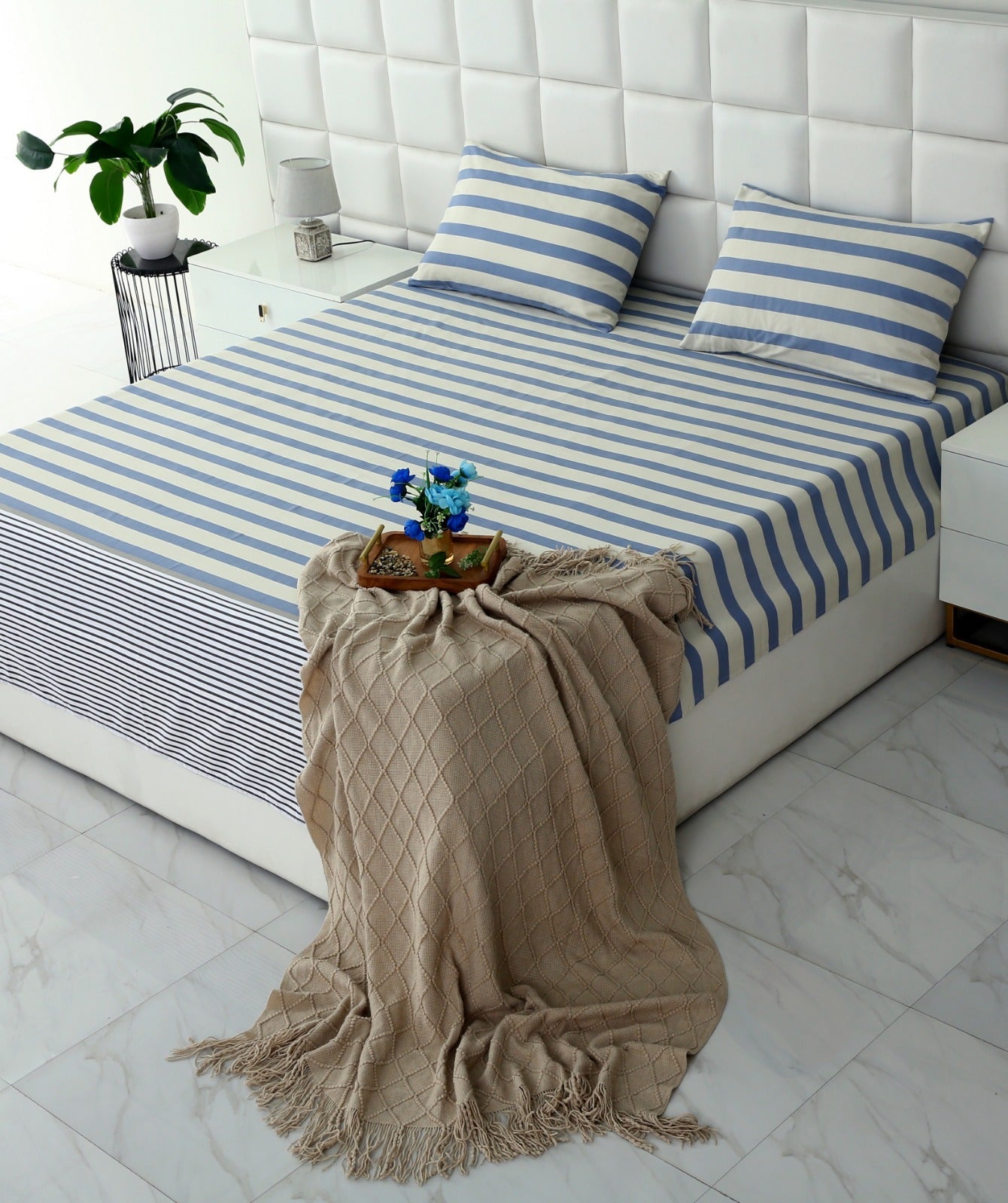 3 PCs Double Bed Sheet-DB343 Bed Sheets Apricot