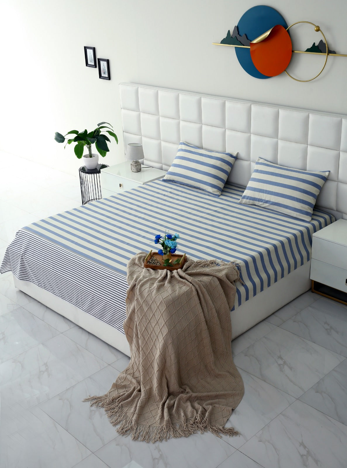 3 PCs Double Bed Sheet-DB343 Bed Sheets Apricot