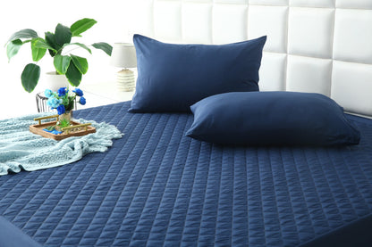 Quilted Waterproof Mattress Protector-Navy Blue Protectors Apricot