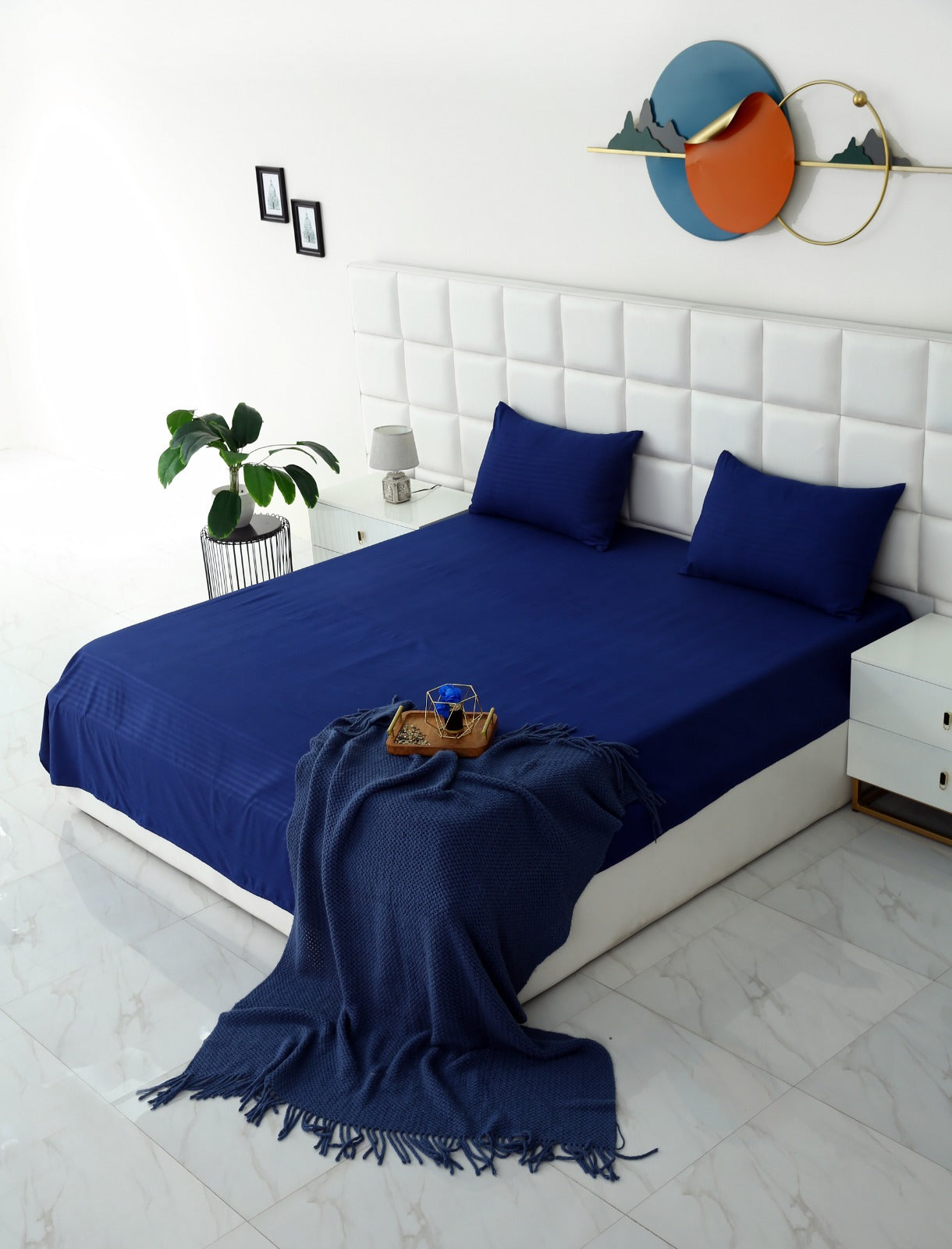 Quilted Waterproof Mattress Protector-Navy Blue Protectors Apricot