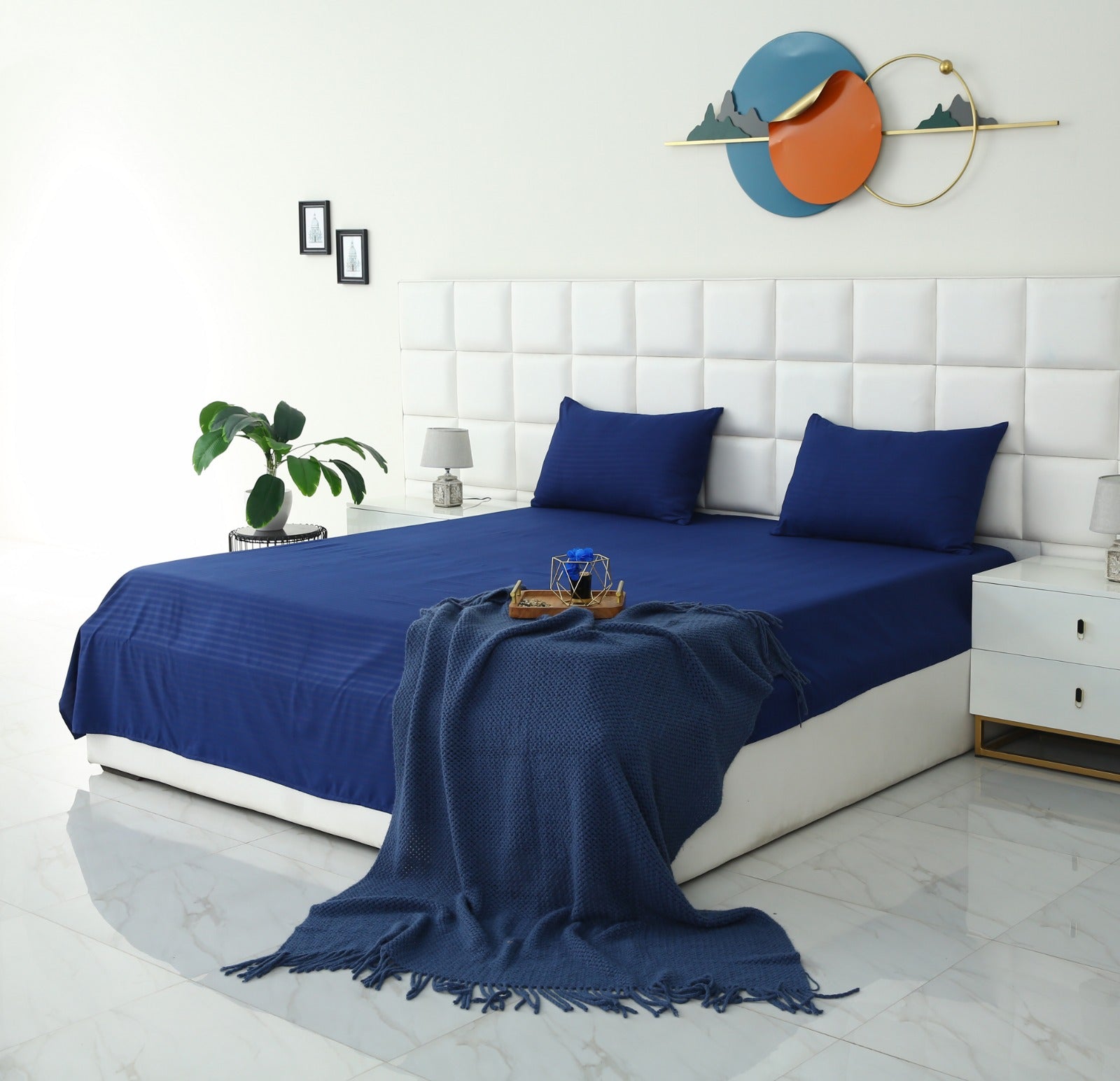 Quilted Waterproof Mattress Protector-Navy Blue Protectors Apricot