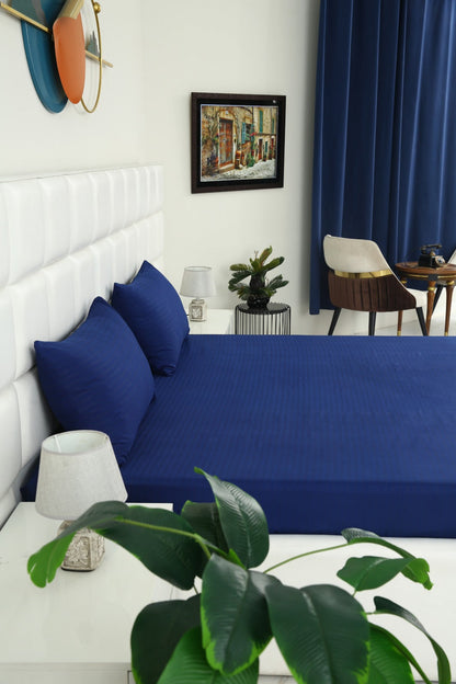 Quilted Waterproof Mattress Protector-Navy Blue Protectors Apricot