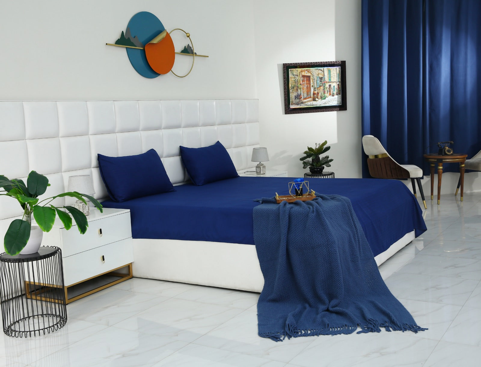 Quilted Waterproof Mattress Protector-Navy Blue Protectors Apricot