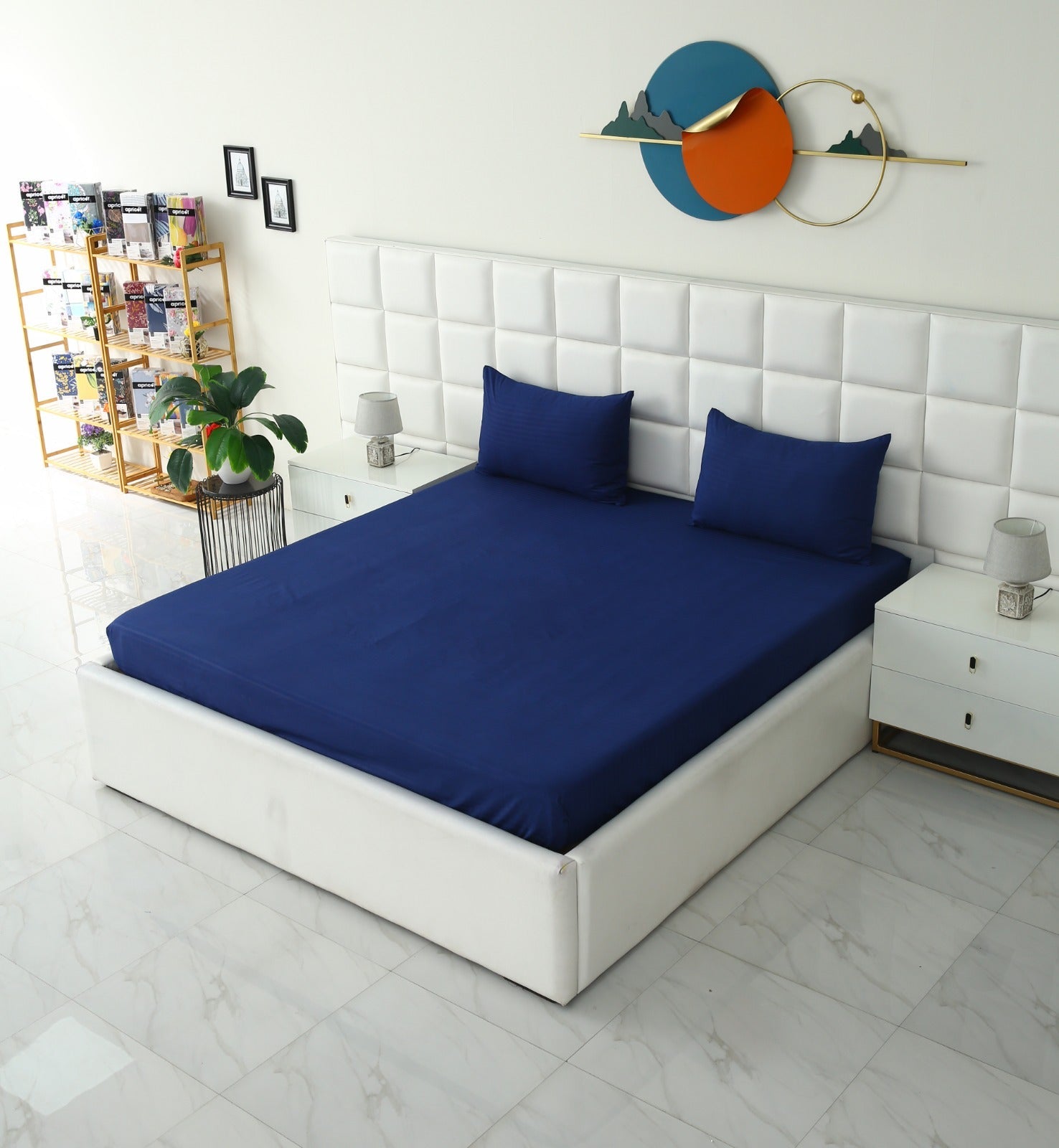 Quilted Waterproof Mattress Protector-Navy Blue Protectors Apricot