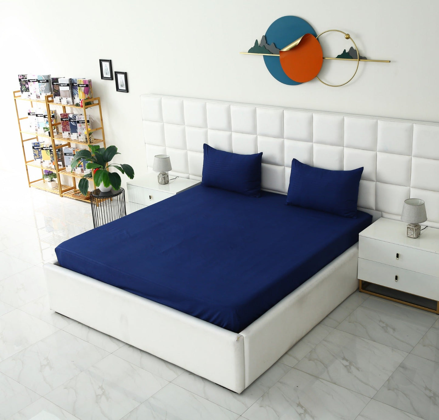 Quilted Waterproof Mattress Protector-Navy Blue Protectors Apricot