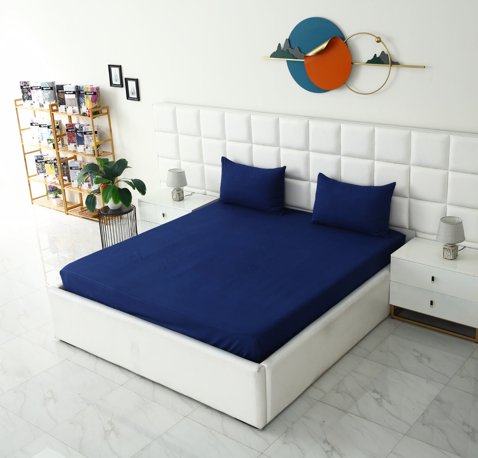 Quilted Waterproof Mattress Protector-Navy Blue Protectors Apricot