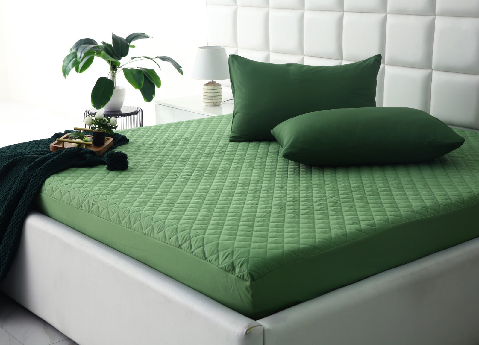 Quilted Waterproof Mattress Protector-Green Protectors Apricot