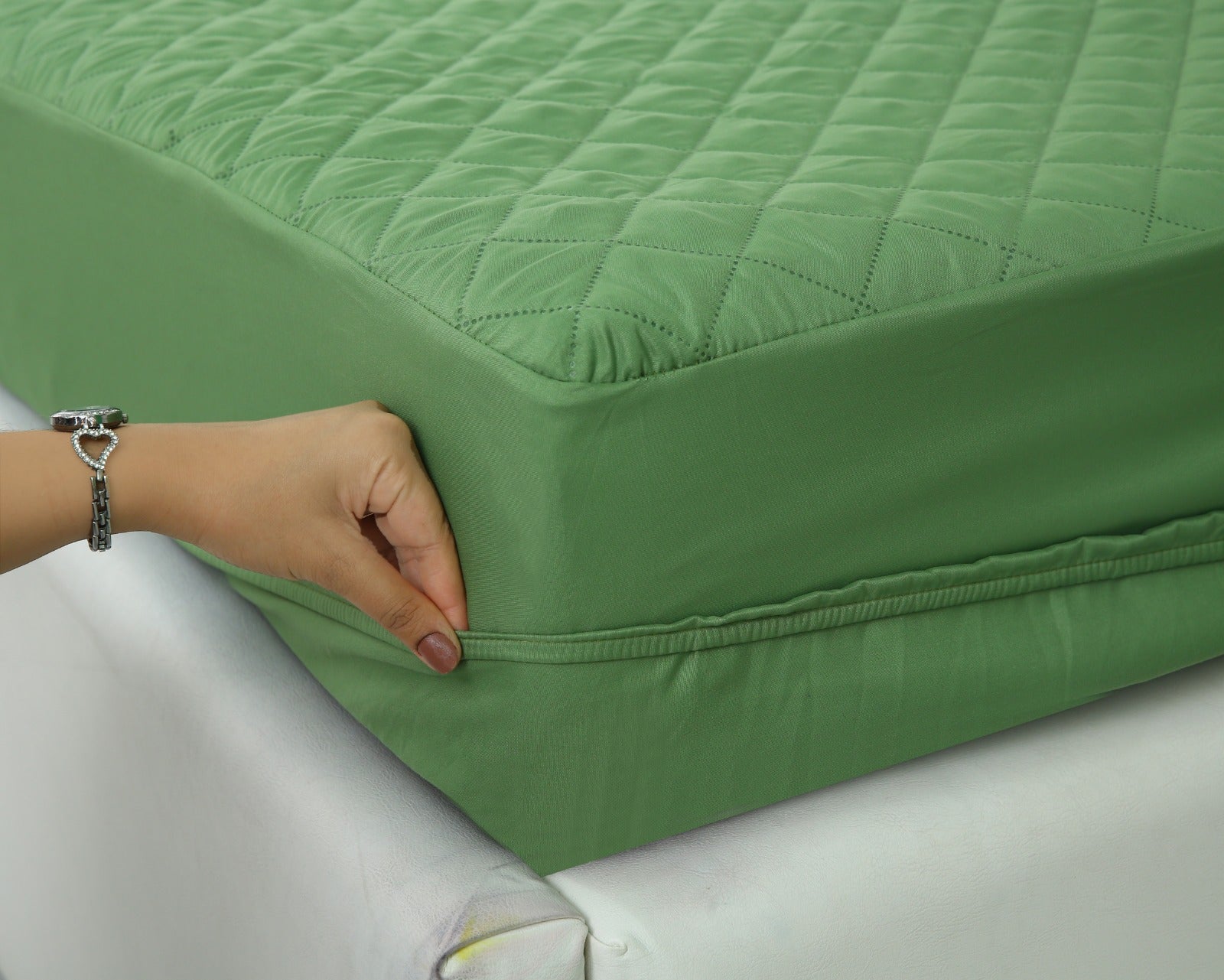 Quilted Waterproof Mattress Protector-Green Protectors Apricot