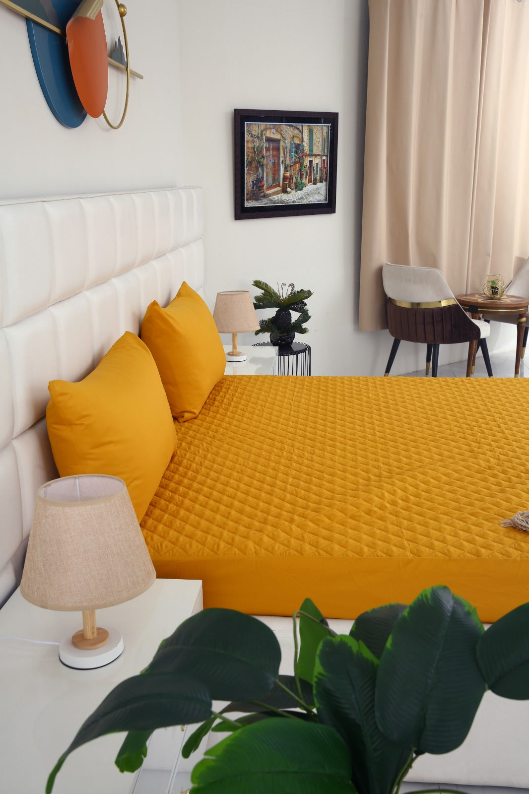 Quilted Waterproof Mattress Protector-Mustard Protectors Apricot