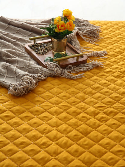 Quilted Waterproof Mattress Protector-Mustard Protectors Apricot