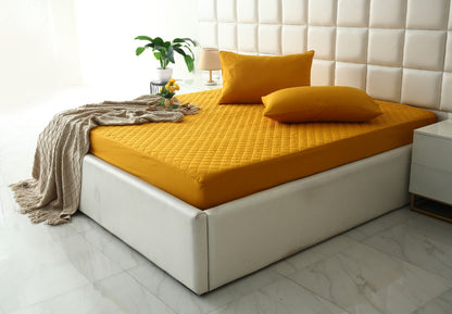 Quilted Waterproof Mattress Protector-Mustard Protectors Apricot