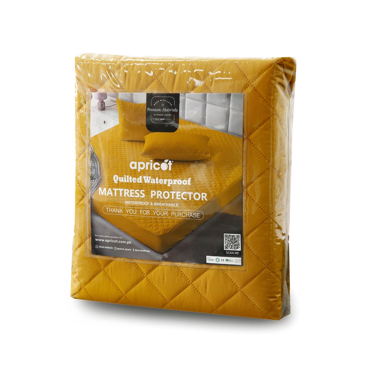Quilted Waterproof Mattress Protector-Mustard Protectors Apricot
