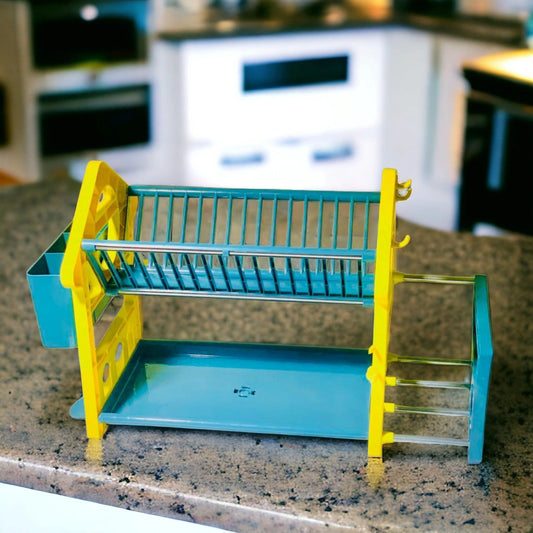 2-Tier-Dish Drying Rack & Utensil Holder Dish Rack Apricot